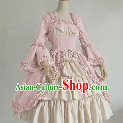 Western Gothic Garment Clothing Halloween Performance Formal Dress European Princess Pink Dress