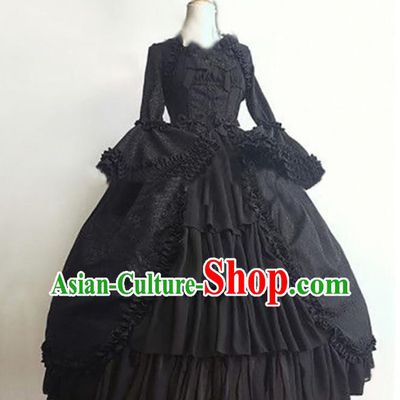 Halloween Performance Formal Dress European Princess Black Dress Western Gothic Garment Clothing