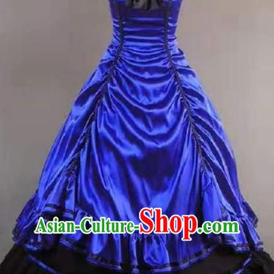 Top Halloween Performance Formal Dress European Gothic Princess Royalblue Dress Western Court Garment Clothing