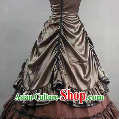 Top European Gothic Princess Brown Dress Western Court Garment Clothing Halloween Performance Formal Dress