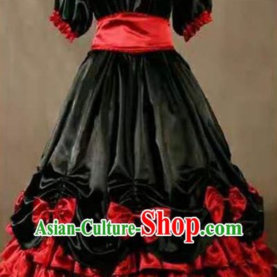 Top Western Court Formal Costume Halloween Performance Full Dress European Middle Ages Garment Clothing Gothic Princess Black Dress