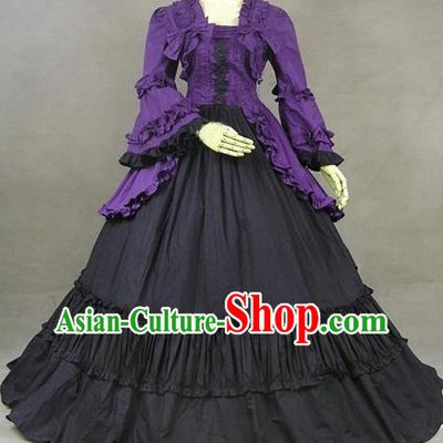 Top British Princess Purple Dress Western Court Formal Costume Stage Performance Full Dress European Middle Ages Garment Clothing