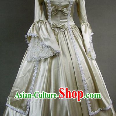Top European Middle Ages Garment Clothing British Princess Champagne Dress Western Court Formal Costume Stage Performance Full Dress