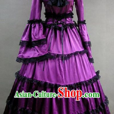 Top Stage Performance Full Dress European Victorian Age Garment Clothing British Princess Purple Dress Western Court Formal Costume