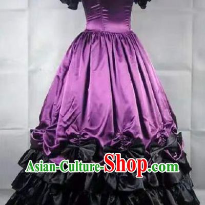 Top Western Court Dance Formal Costume Stage Performance Full Dress European Retro Garment Clothing Gothic Princess Purple Dress