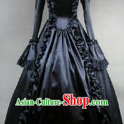 Top European Court Clothing Gothic Queen Black Dress Halloween Cosplay Witch Garment Costume Opera Performance Full Dress