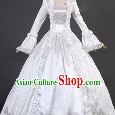 Top Opera Performance Full Dress European Court Clothing Gothic Queen White Dress Halloween Cosplay Witch Garment Costume