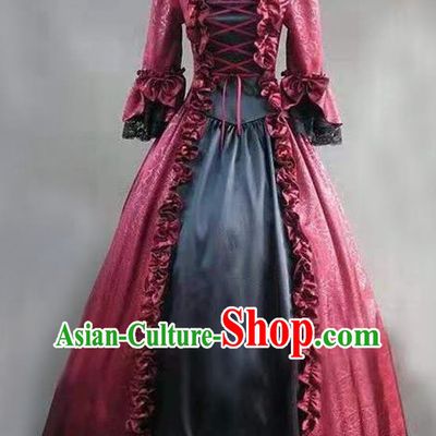 Top Halloween Cosplay Witch Garment Costume Opera Performance Full Dress European Court Clothing Gothic Queen Red Dress