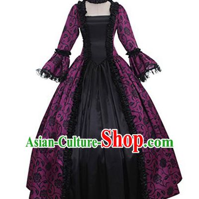 Top Halloween Cosplay Garment Costume Opera Performance Purple Full Dress European Renaissance Age Clothing Western Court Dress