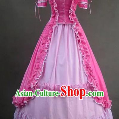 Top European Tailored Clothing Gothic Court Pink Dress Halloween Cosplay Princess Garment Costume Opera Stage Full Dress