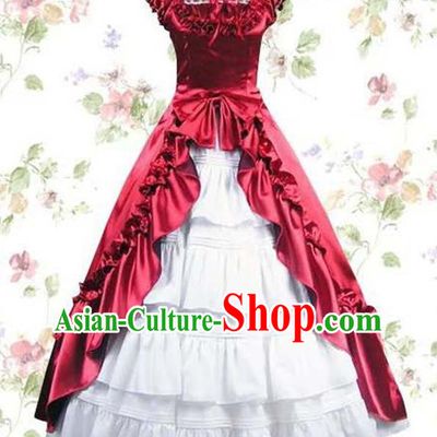 Top Halloween Cosplay Princess Garment Costume Opera Stage Full Dress European Noble Woman Clothing Gothic Court Red Dress