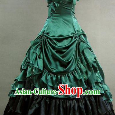 Top Victorian Era Court Green Dress Halloween Cosplay Garment Costume Western Opera Stage Full Dress European Noble Woman Clothing