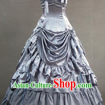 Top Western Opera Stage Full Dress European Noble Woman Clothing Victorian Era Court Grey Dress Halloween Cosplay Garment Costume