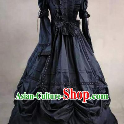 Top Halloween Cosplay Witch Garment Costume Western Medieval Full Dress European Opera Performance Clothing Gothic Queen Black Dress