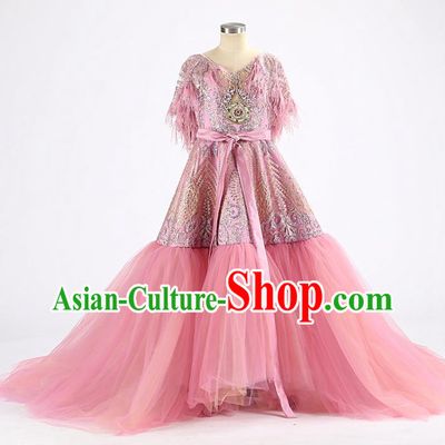 High Quality Chorus Performance Clothing Stage Show Fashion Dress Girl Catwalks Trailing Full Dress Children Dancewear