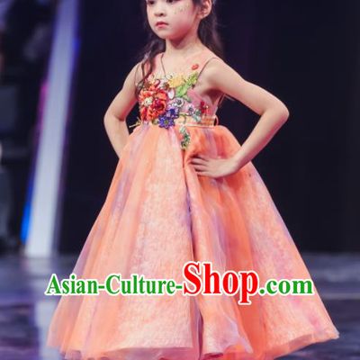 High Kid Birthday Full Dress Children Catwalks Dress Girl Stage Show Clothing Baby Chorus Garment Costume