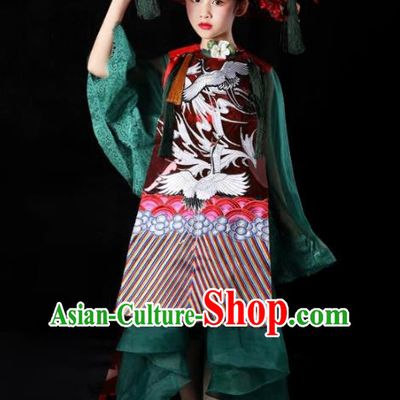 China Girl Catwalks Fashion Children Performance Clothing Classical Dance Dress Compere Garment Costumes