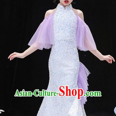 Custom Catwalks Full Dress Children Birthday Garment Girl Compere Fashion Clothing Stage Show Trailing Dress