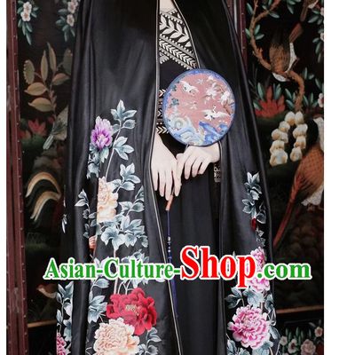 Stunning Beautiful Black Embroidered Flower Empress Mantle