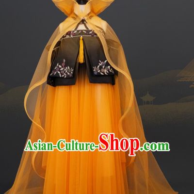 Custom Kid Stage Performance Dress Children Classical Dance Garment Girl Orange Veil Full Dress Halloween Cosplay Princess Clothing