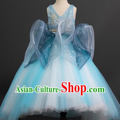 Custom Children Piano Recital Bubble Dress Girl Birthday Fashion Flower Princess Full Dress Kid Formal Clothing