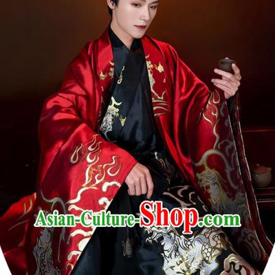 China Traditional Historical Garment Costumes Ancient Emperor Hanfu Robe Ming Dynasty Crown Prince Clothing Complete Set