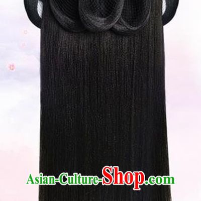 China Ancient Princess Wigs Traditional Hanfu Hair Accessories Ming Dynasty Noble Lady Wig Sheath Hairpieces