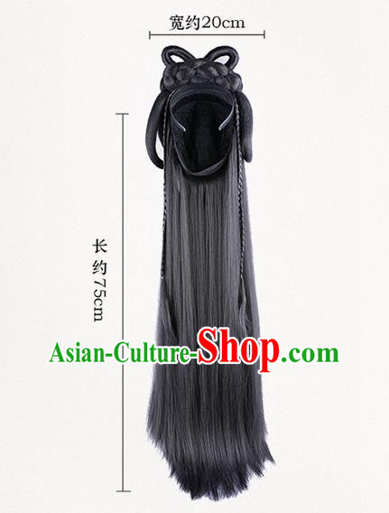 China Ancient Fairy Wigs Traditional Hanfu Hairpieces Ming Dynasty Court Princess Wig Sheath China Ancient Fairy Wigs Traditional Hanfu Hairpieces Ming Dynasty Court Princess Wig Sheath