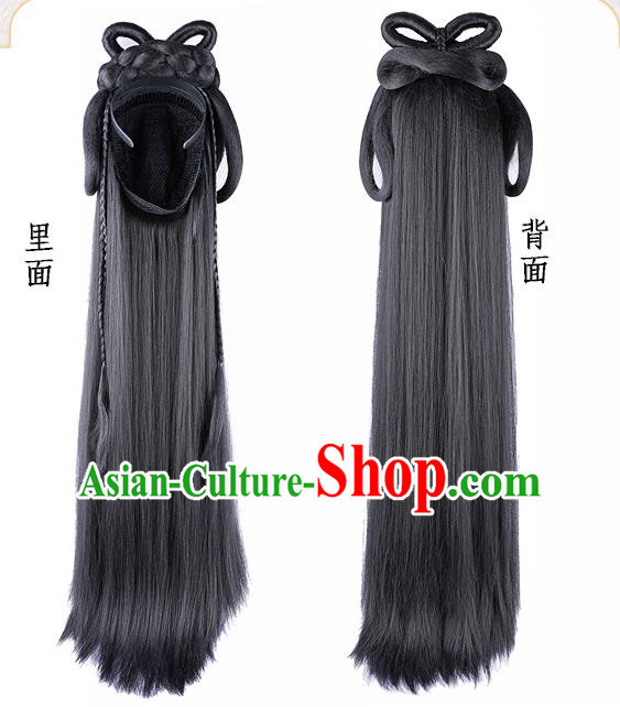 China Ancient Fairy Wigs Traditional Hanfu Hairpieces Ming Dynasty Court Princess Wig Sheath China Ancient Fairy Wigs Traditional Hanfu Hairpieces Ming Dynasty Court Princess Wig Sheath
