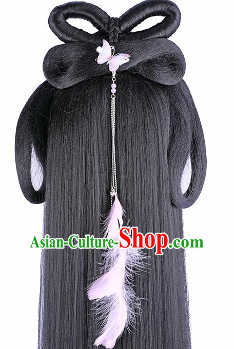 China Ancient Fairy Wigs Traditional Hanfu Hairpieces Ming Dynasty Court Princess Wig Sheath China Ancient Fairy Wigs Traditional Hanfu Hairpieces Ming Dynasty Court Princess Wig Sheath