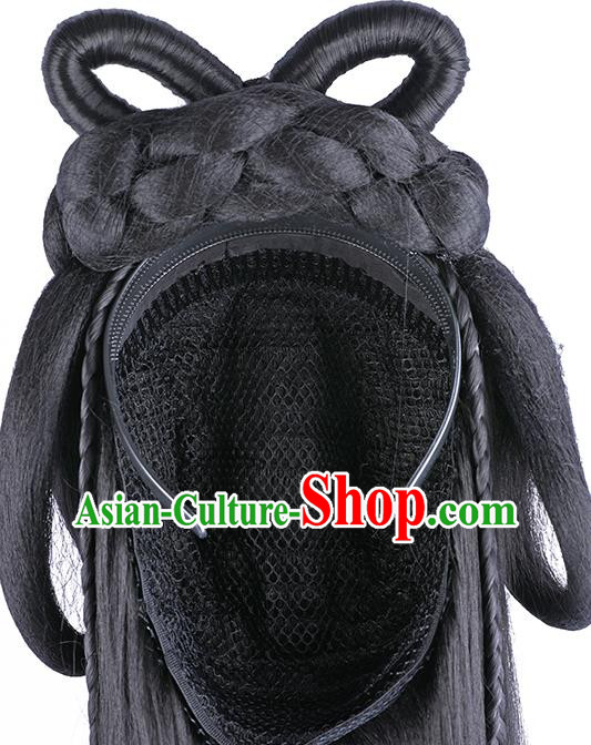 China Ancient Fairy Wigs Traditional Hanfu Hairpieces Ming Dynasty Court Princess Wig Sheath China Ancient Fairy Wigs Traditional Hanfu Hairpieces Ming Dynasty Court Princess Wig Sheath