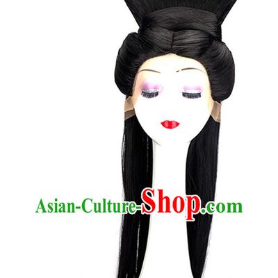 China Ancient Court Beauty Wigs Traditional Hanfu Chignon Hairpieces Song Dynasty Young Woman Wig Sheath
