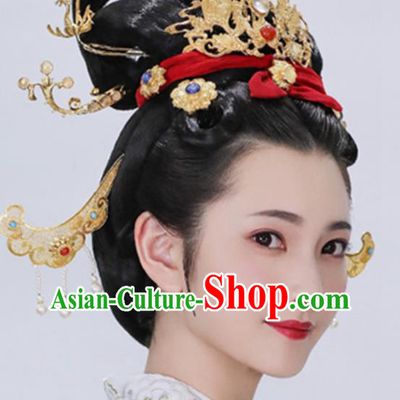 China Ancient Imperial Consort Wigs Traditional Hanfu Chignon Hairpieces Tang Dynasty Empress Wig Sheath