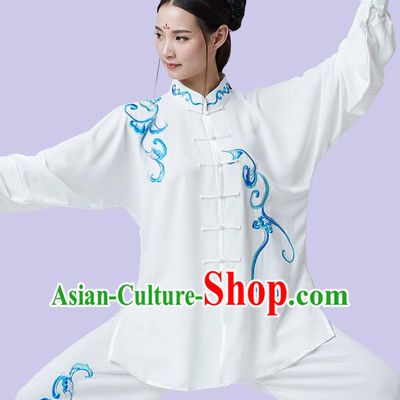 Chinese Kung Fu Competition Clothing Martial Arts Garment Costumes Tai Chi Training White Uniforms for Women for Men