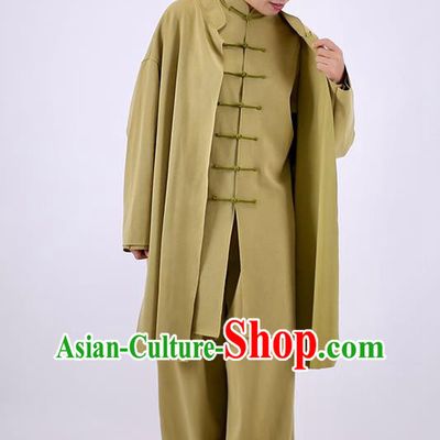 China Kung Fu Wushu Clothing Martial Arts Competition Outfits Wudang Sword Performance Costumes Tai Chi Exercise Olive Green Uniforms