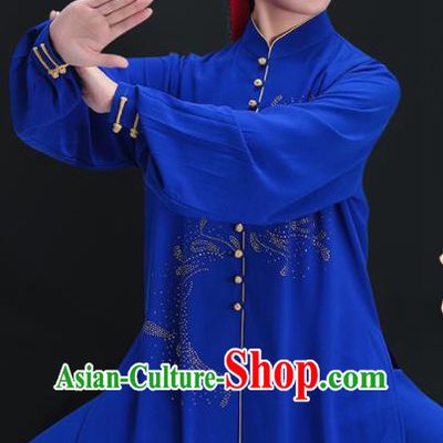 Chinese Tai Chi Training Royalblue Uniforms Wushu Competition Outfits Martial Arts Clothing Kung Fu Costumes