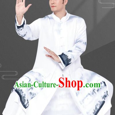 Chinese Tai Chi Training Uniforms Kung Fu Ink Painting Landscape Clothing Martial Arts Garment Costumes for Women for Men