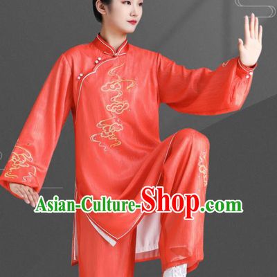 Chinese Tai Chi Training Orange Uniforms Wushu Competition Outfits Martial Arts Clothing Kung Fu Costumes