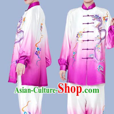 Chinese Tai Ji Sword Garment Costumes Tai Chi Printing Dragon Purple Uniforms Wushu Competition Outfits Martial Arts Kung Fu Clothing