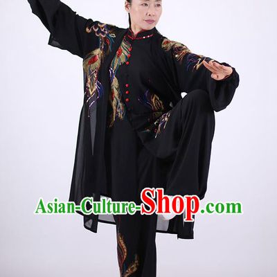 China Wushu Competition Outfits Kung Fu Black Costumes Tai Chi Group Performance Uniforms Martial Arts Clothing