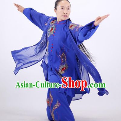 China Martial Arts Clothing Wushu Competition Outfits Kung Fu Royalblue Costumes Tai Chi Group Performance Uniforms