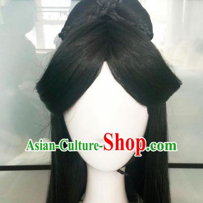 China Ancient Princess Black Wigs Traditional Drama City of Desperate Love Ye Zhen Hanfu Chignon Hairpieces Cosplay Goddess Wig Sheath