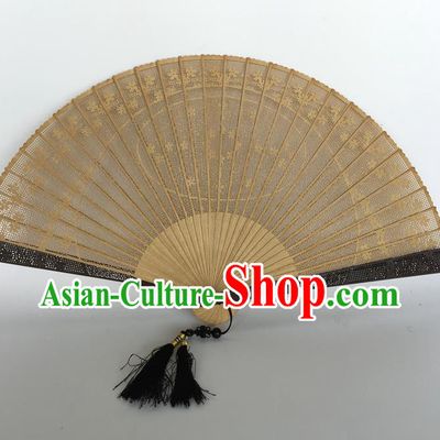 Handmade Chinese Ancient Swordsman Fan Carving Accordion Craft Fans Sandalwood Folding Fan