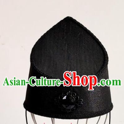 Handmade Chinese Ming Dynasty Swordsman Hair Crown Ancient Eunuch Headwear Drama Traditional Hanfu Black Veil Hat