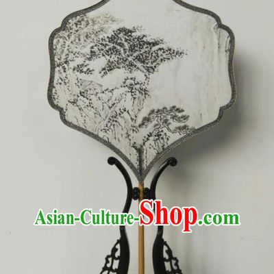 China Traditional Cultural Dance Fan Vintage Suzhou Palace Fan Handmade Ink Painting Silk Fan Ancient Hanfu Fans