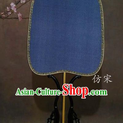 China Vintage Song Dynasty Court Fan Handmade Blue Silk Palace Fan Ancient Princess Fan Traditional Suzhou Fan