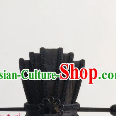 Handmade Chinese Three Kingdoms Scholar Black Hair Crown Ancient Military Counsellor Headwear Drama Traditional Hanfu Hairpin Headpiece