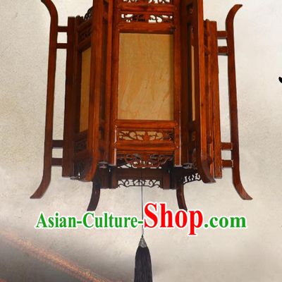 China Classical Lanterns Handmade Hexagon Palace Lantern Wood Lamp Traditional Festival Hanging Lantern