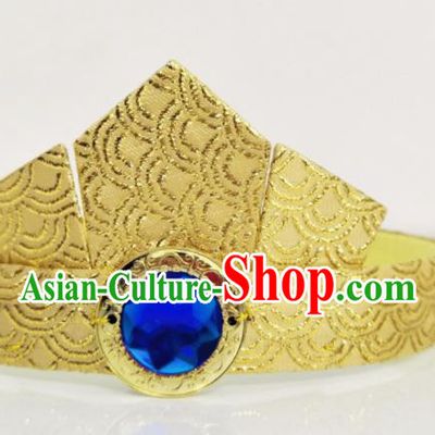 Handmade Chinese Shang Dynasty Childe Golden Hair Crown Ancient God King Headwear Drama Traditional Hanfu Hair Accessories
