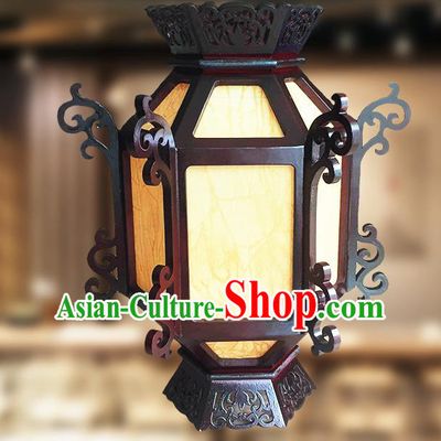 China Classical Hexagon Lanterns Vintage Palace Lantern Traditional Light Lamp Handmade Wood Hanging Lantern